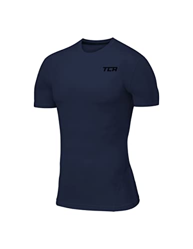 TCA Men's Pro Performance Compression Base Layer Short Sleeve Thermal Top - Navy Eclipse, XXL