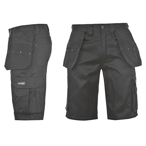 DUNLOP Mens On Site Short Safety Trousers Pants Shorts Bottoms Pockets Black XXXL