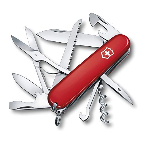 Victorinox Huntsman Swiss Army Pocket Knife, Medium, Multi Tool, 15 Functions, Large Blade, Bottle Opener, Red