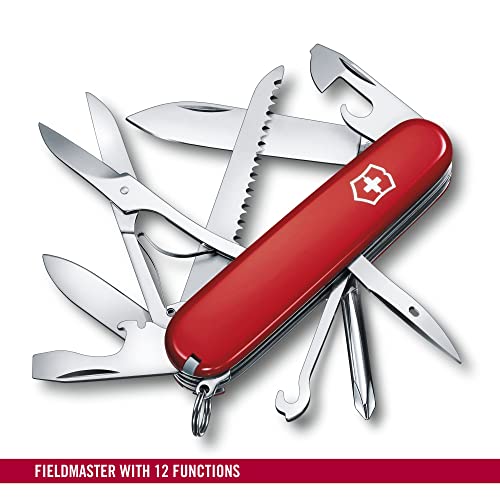 Victorinox Fieldmaster Swiss Army Pocket Knife, Medium, Multi Tool, 15 Functions, Blade, Wood Saw, Red