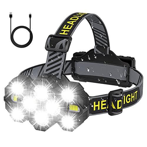Victoper Head Torch Rechargeable v10000 2022 Upgraded 22000 Lumen Torches LED Super Bright Headlight 10 LEDs Modes Hands-Free Flashlight for Camping Fishing Cycling Hiking Waterproof, Black