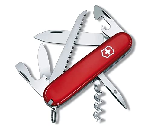 Victorinox Camper Swiss Army Pocket Knife, Medium, Multi Tool, 13 Functions, Blade, Wood Saw, Red